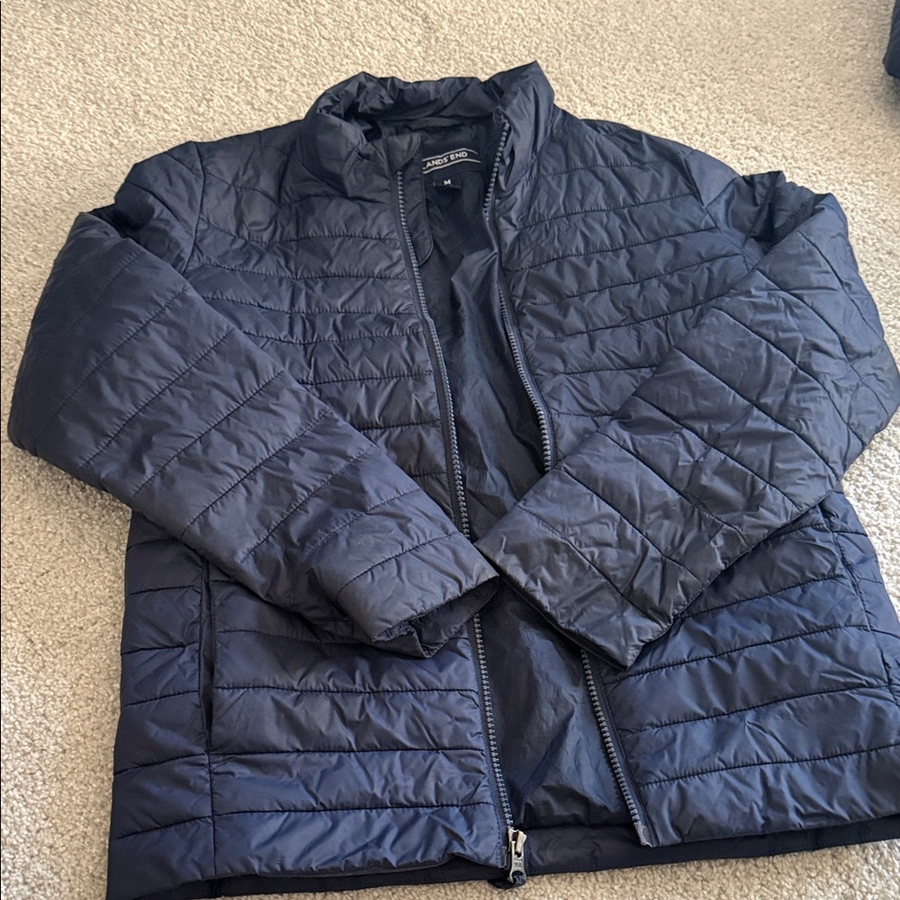 Lands' End Boys Quilted Puffer Jacket - Navy